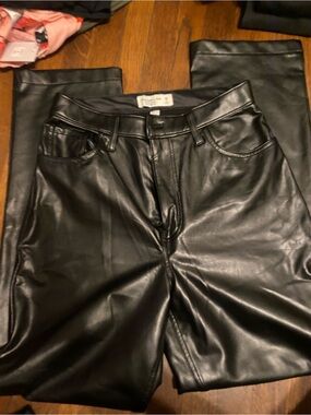 Abercrombie & Fitch Black High-Rise Faux Leather Jeans